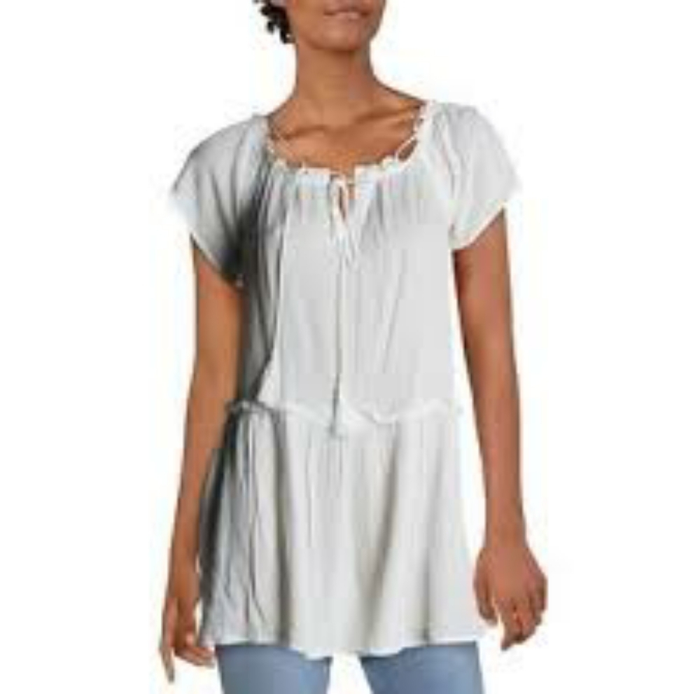 Daniel Rainn embroidered tassel top white size Lg